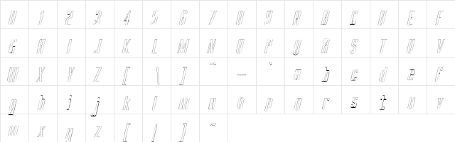 BRANCHE Outline Italic  glyph index