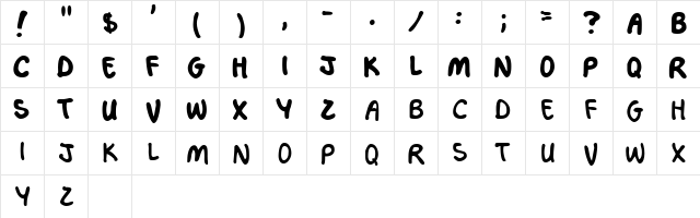 Katherine Regular  glyph index