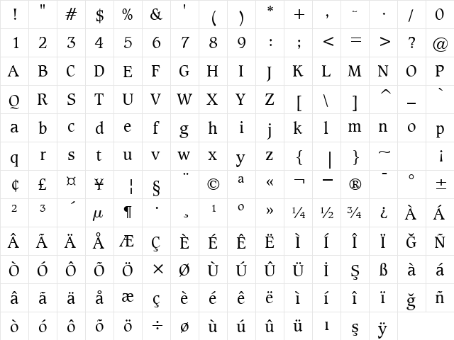 00466 Regular  glyph index