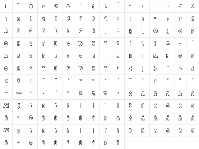 Horroween Outline Outline  glyph index
