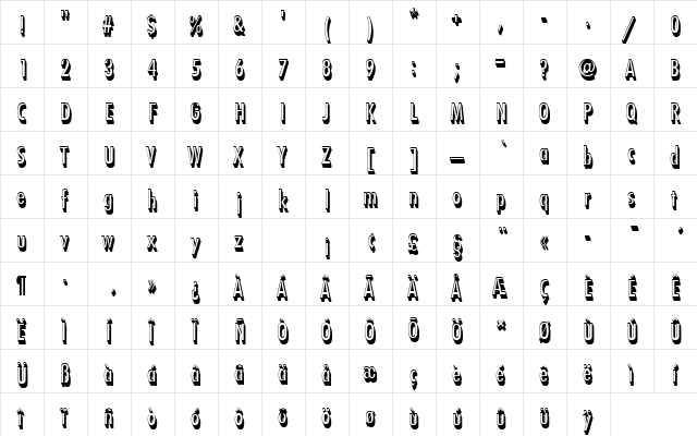 FuturaTMedConSh1 Regular  glyph index