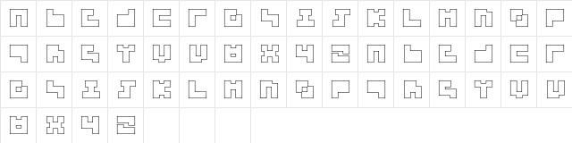 3x3 Regular  glyph index
