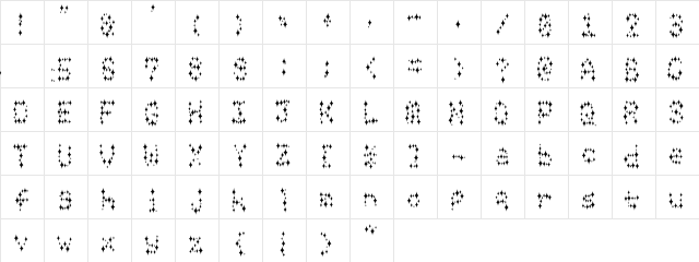 trattorian REG Regular  glyph index