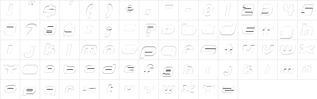 MKUltraOutline Italic  glyph index