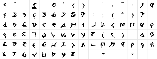 Kahless Regular  glyph index
