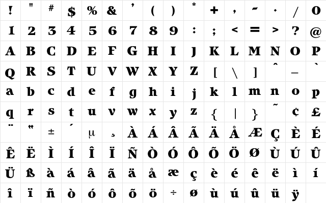 Laibach Regular  glyph index