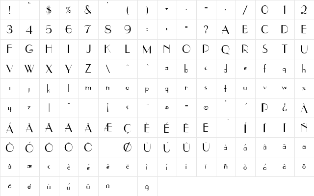 Upper-EastSide Regular  glyph index