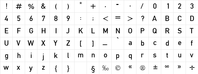 font134 Regular  glyph index