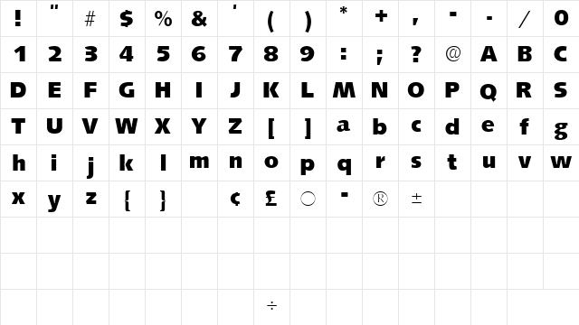LansetteSSK Regular  glyph index