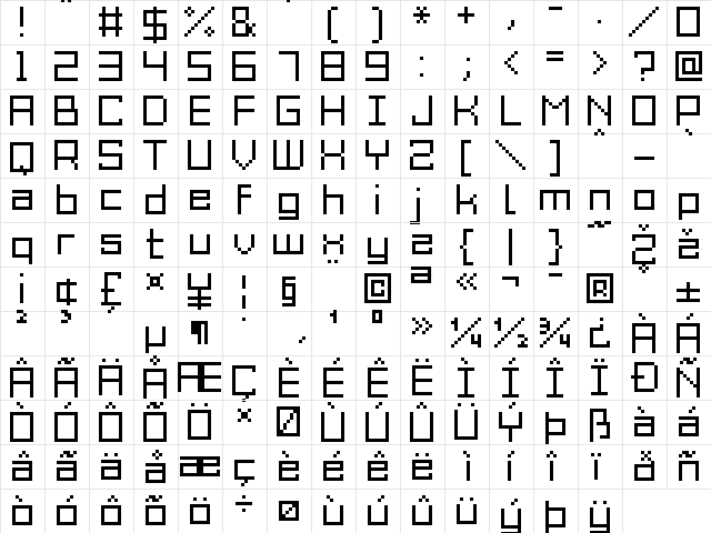 Grixel Acme 9 Regular Regular  glyph index
