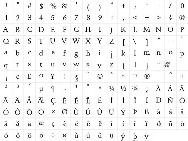 Deutch Medium SSi Medium  glyph index