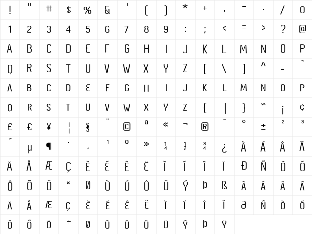 Cynapse Pro SC Bold  glyph index