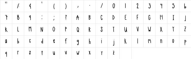 Skinny Regular  glyph index