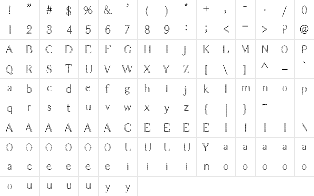 Moon Night Regular  glyph index