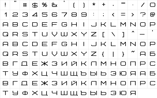 Genx BiKubic Regular  glyph index