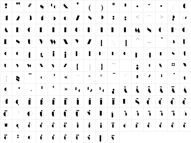 Manhattan ITC Std Regular  glyph index