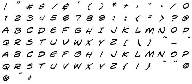 CCLosVampiros Medium Italic  glyph index