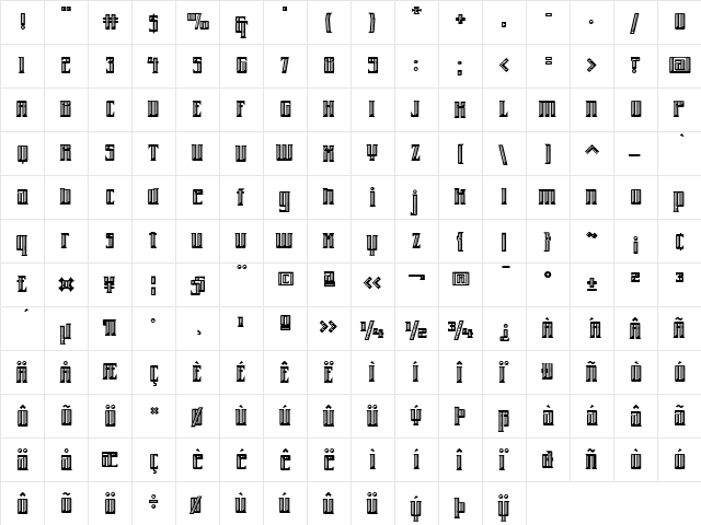 FarrierICG Regular  glyph index