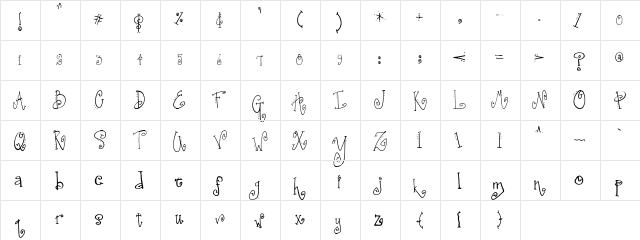 SA_Fussy Regular  glyph index