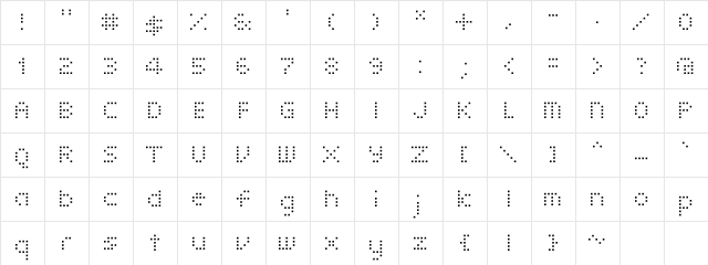 Fairfax Three Square  glyph index