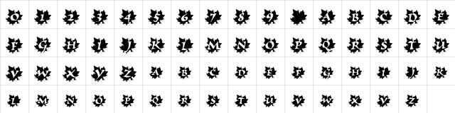 Maple Leaf Rag Regular  glyph index