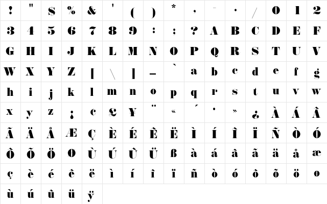 AnnlieEF-ExtraBold Regular  glyph index