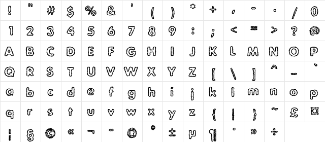 ExposureRoughOutlineC Regular  glyph index