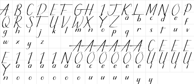 Pretty Real Demo Regular  glyph index