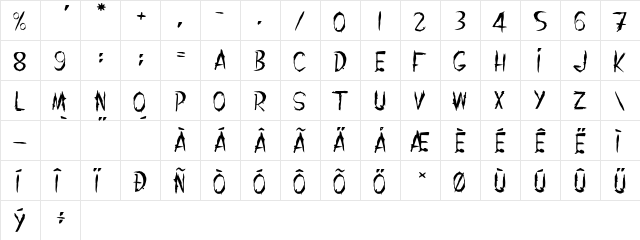 THE SHANGHAI GHOST Regular  glyph index