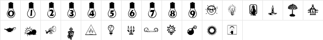 LightBats Regular  glyph index