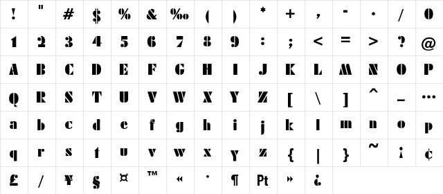 Futuri-Black-Normal Regular  glyph index
