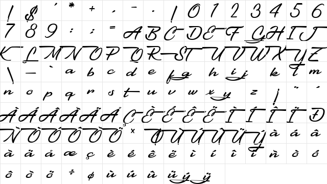 Gentlemanly Regular  glyph index