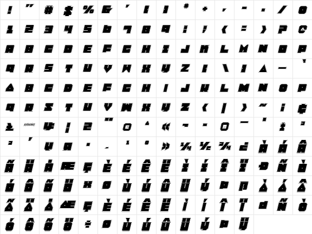 Lobo Tommy Pro Italic Italic  glyph index