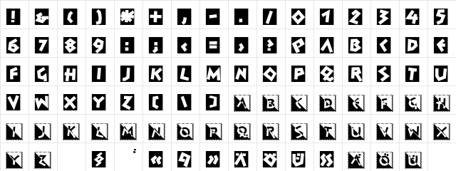 Spontan Initials  glyph index