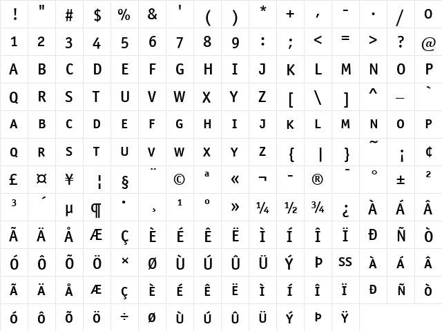 OfficinaSanITC Medium  glyph index