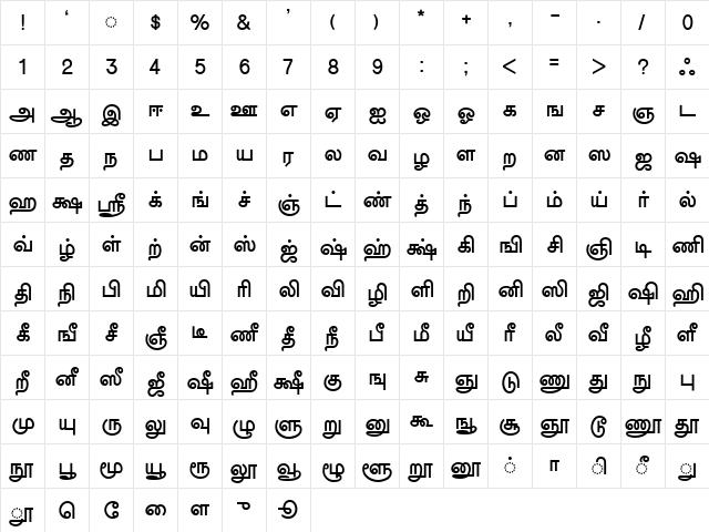 IdsTamil_TG_1_ Bold  glyph index