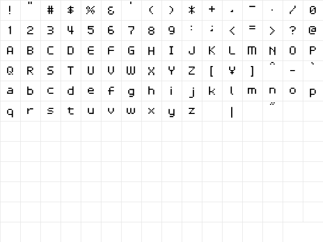 D3 LiteBitMapism Regular  glyph index