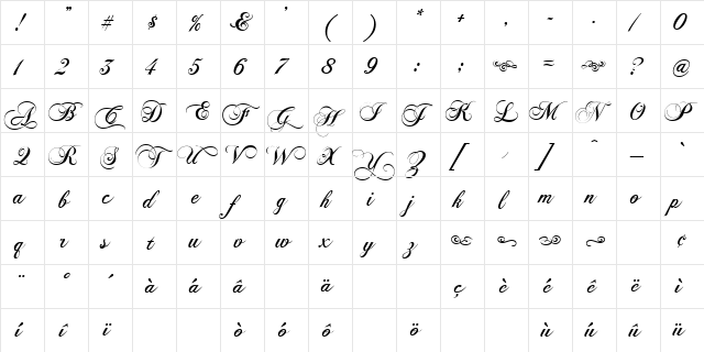 Polonaise Regular  glyph index