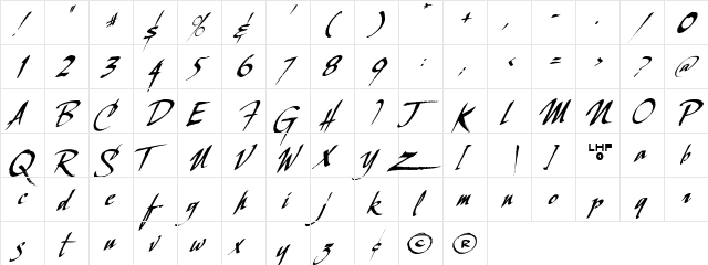 LHF Scriptana COND slant Regular  glyph index