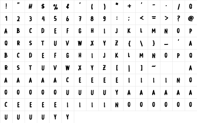 Hocus Pocus Regular  glyph index