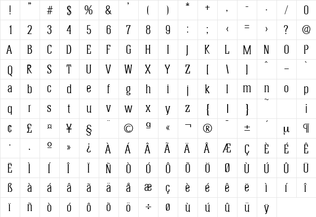 Helium-Serial Regular  glyph index