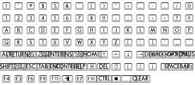 Davys Big Key Caps Medium  glyph index