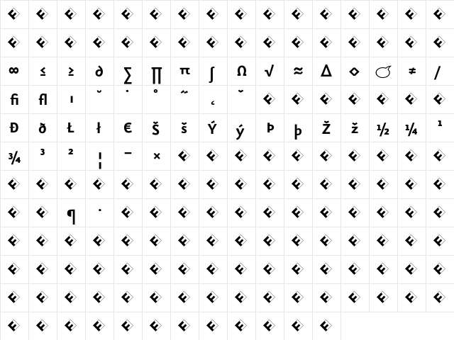 Eureka Sans Bold Exp  glyph index