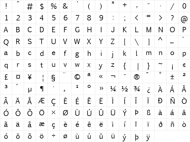 Pigiarniq Regular  glyph index
