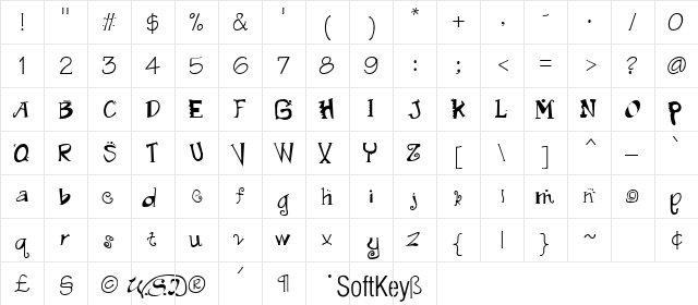 Madfont Regular  glyph index