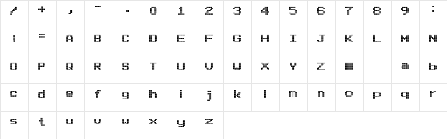 Arcade Regular  glyph index