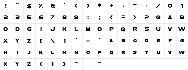 Vegan Abattoir Regular  glyph index