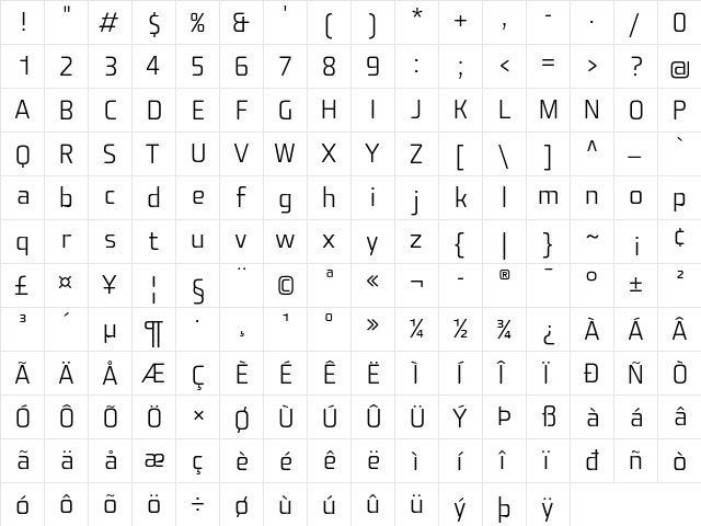 Fishmonger EL Plain  glyph index
