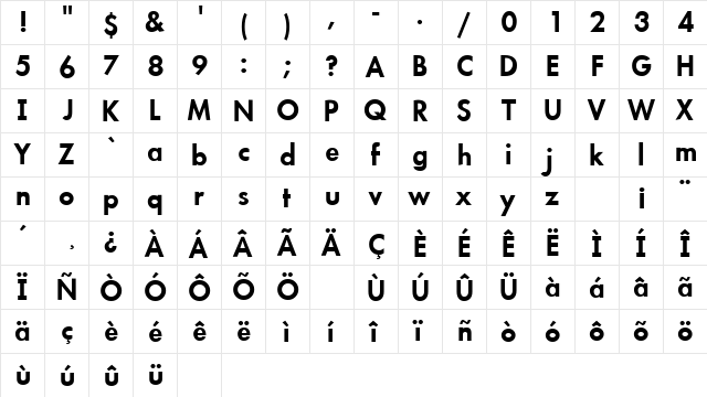 ScholHudson Bold  glyph index