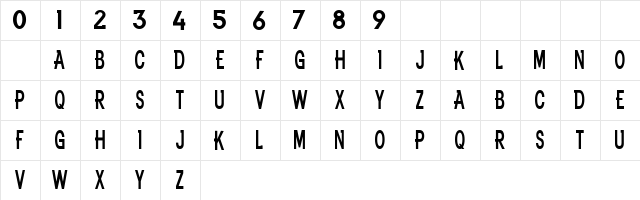 NFL Broncos Regular  glyph index